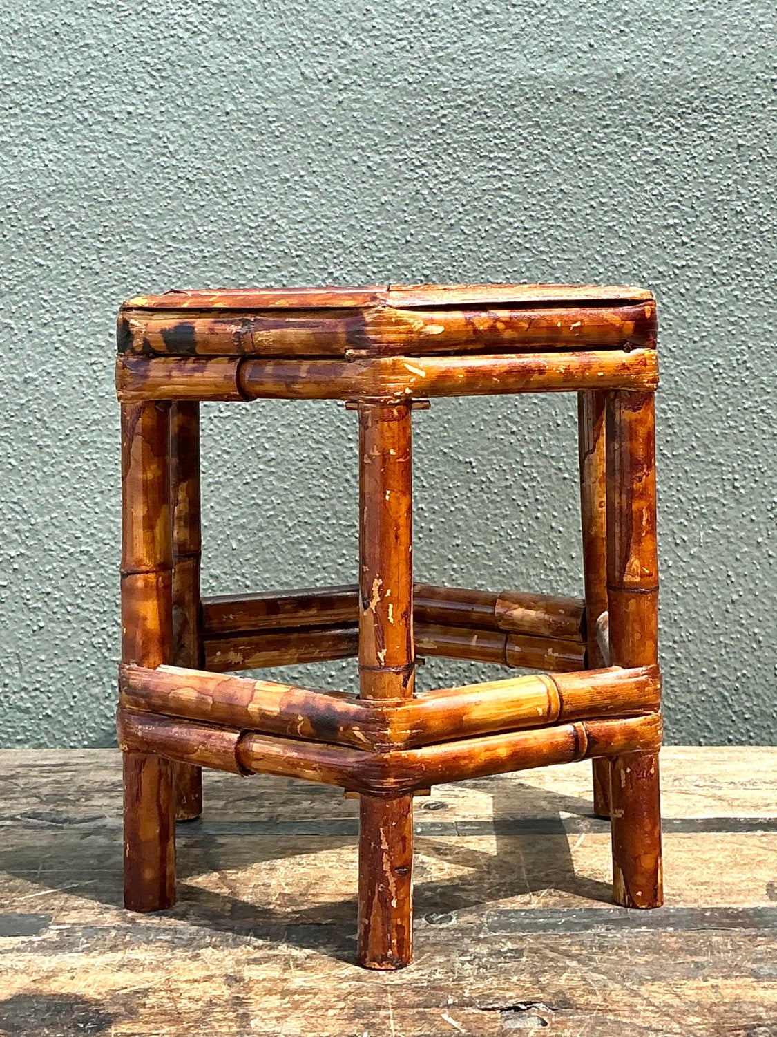Vintage Tortoise Bamboo Orchid Stand - Detail view