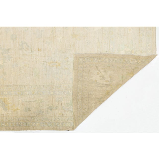 Contemporary Contemporary Neutral Oushak Style Hand-Knotted Wool Rug in Beige, Sage & Gold For Sale - Image 3 of 12