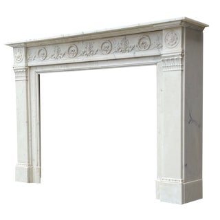 Louis XVI Style Carrara Marble Mantel, 1880 For Sale