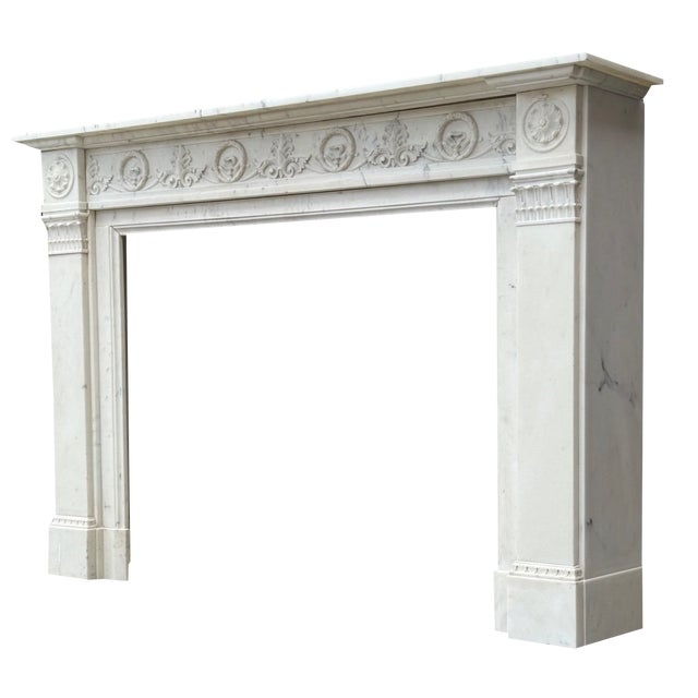 Louis XVI Style Carrara Marble Mantel, 1880 For Sale