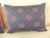 Pair of red and blue satin cotton modern Bolster decorative pillows. Medallion pattern front with soft red textured linen...