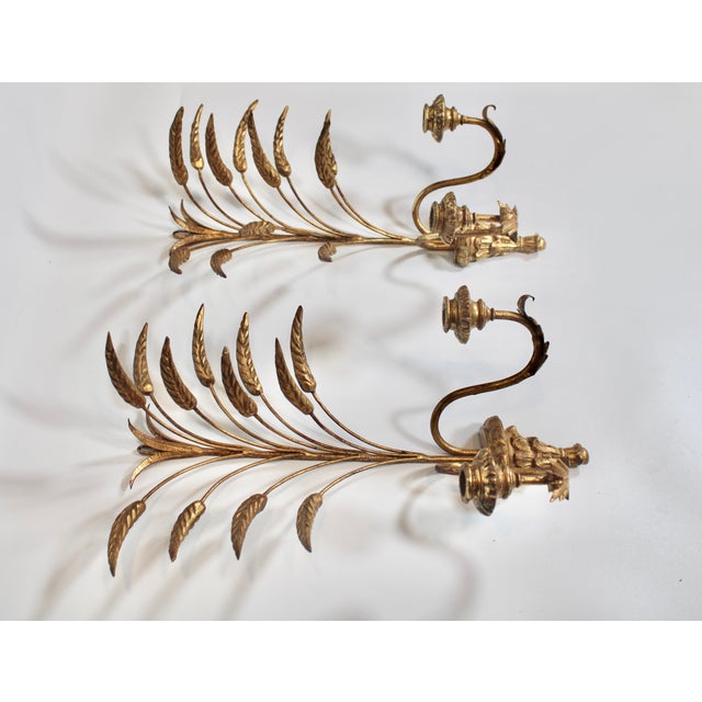 Antique Italian Golden Gilt Wheat Sconces For Sale - Image 11 of 12