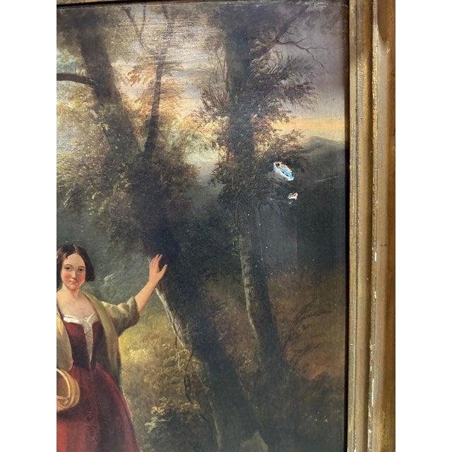 Two Women in a Woodland Setting, 19th Century, Oil Painting, Framed For Sale - Image 6 of 9