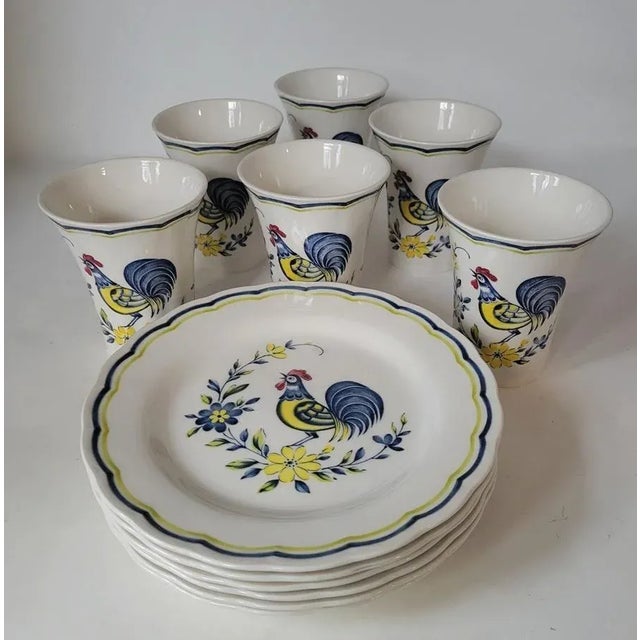 1980s Nikko Rooster Ironstone Breakfast or Luncheon Dish Set– 12 Pieces For Sale - Image 9 of 9