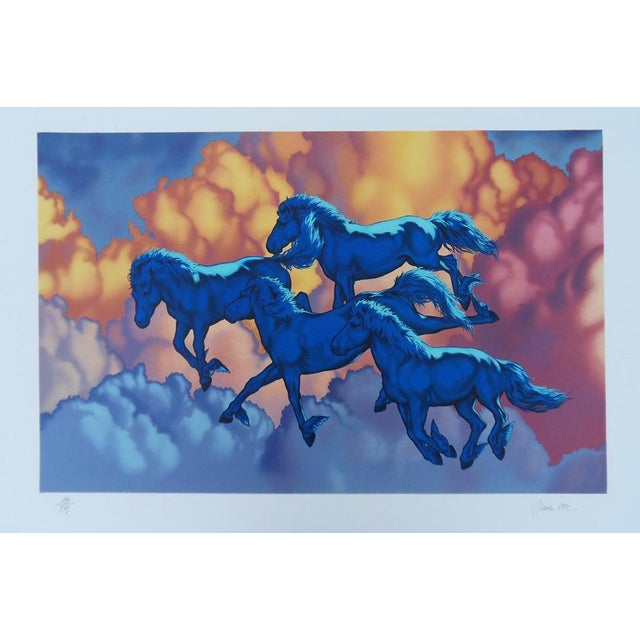 Michel Bez, The Blue Horses, Lithograph For Sale - Image 6 of 6