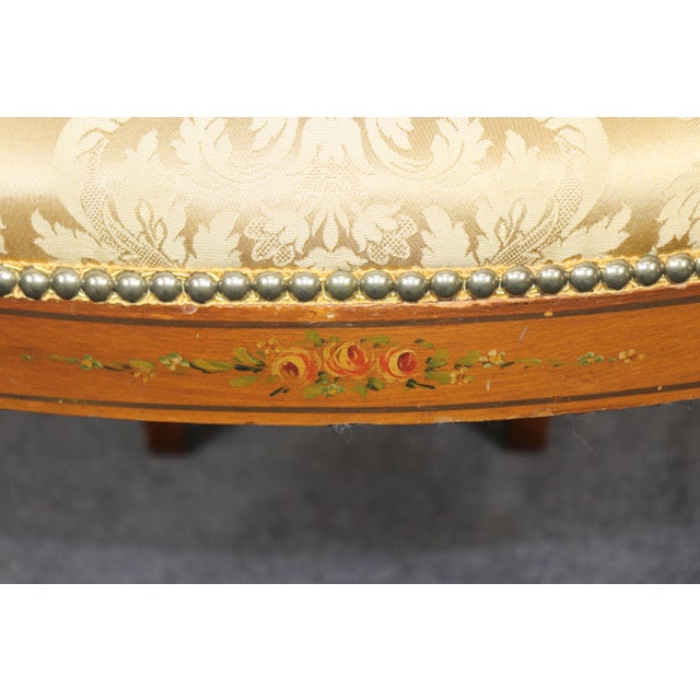 Antique 19th C. English Adams Style Satinwood Armchair, Silk Damask Upholstery For Sale - Image 9 of 11