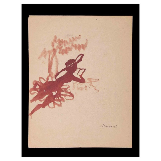 Mino Maccari, Girl, Watercolor, 1960s For Sale