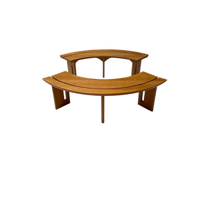 Curved Benches S38A by Pierre Chapo for Ebenisterie Seltz, France, 1970s, Set of 2 For Sale - Image 12 of 12