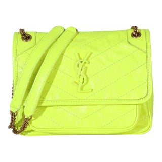 Yellow Crinkled Calfskin Matelasse Baby Niki Chain Satchel For Sale