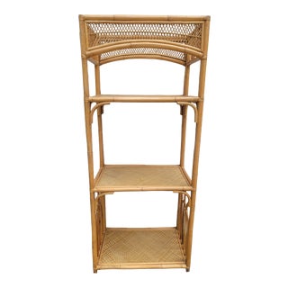 Italian Bent Bamboo, Split Reed, and Rattan Boho-Chic Mid-Century Etagere For Sale