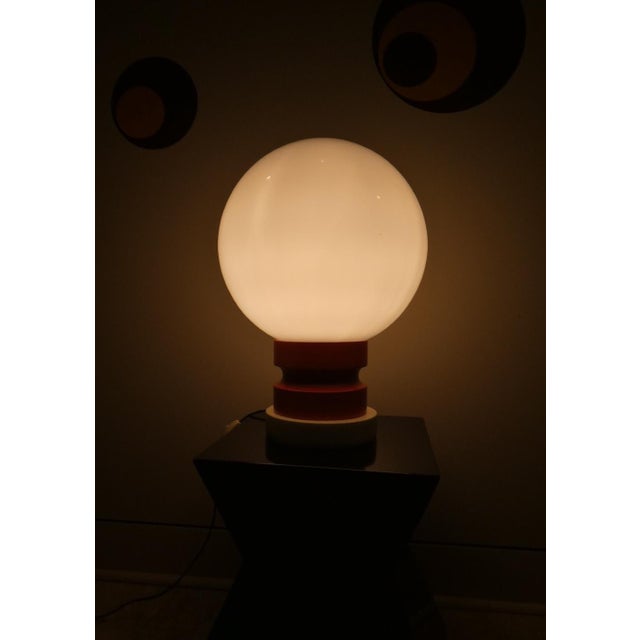 1970s Opaline Glass and Wood Table Lamp, Italy, 1970s For Sale - Image 5 of 11