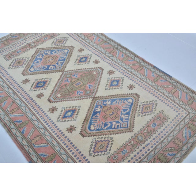 Textile 1960s Oushak Natural Bohemian Decor Handmade Area Rug For Sale - Image 7 of 11