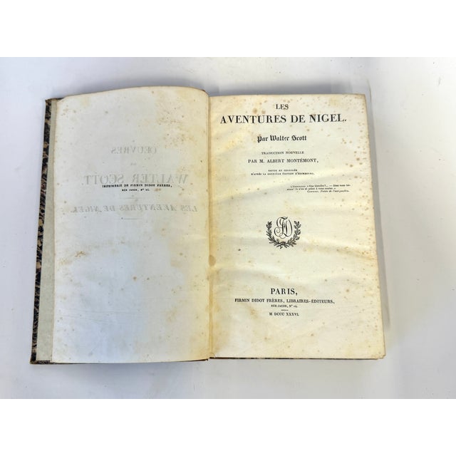 1830s Antique French Edition Walter Scott Novels Half-Leather - Set of 6 For Sale - Image 11 of 12