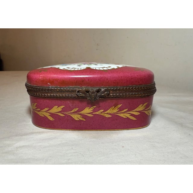 French Large Antique 19th Century Hand Painted French B. Altman Porcelain Dresser Box For Sale - Image 3 of 12