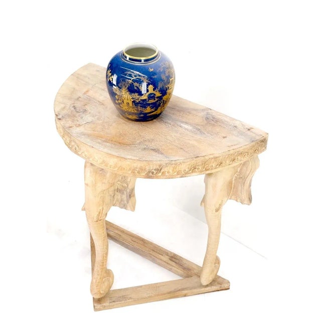 Demilune elephant motive base console sofa table stand.