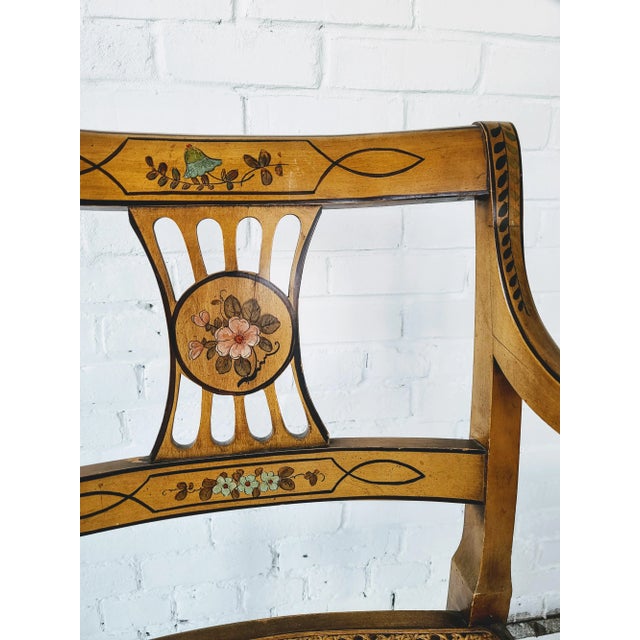 Vintage Mid Century Sheraton Style Hand Painted Armchairs - a Pair For Sale - Image 6 of 8