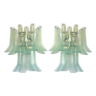 Italian Murano Glass Selle Sconces with Green Water Hue by Simoeng, Set of 2 For Sale