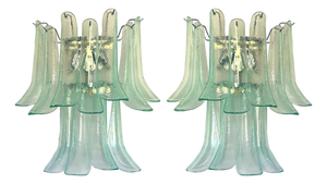 Italian Murano Glass Selle Sconces with Green Water Hue by Simoeng, Set of 2