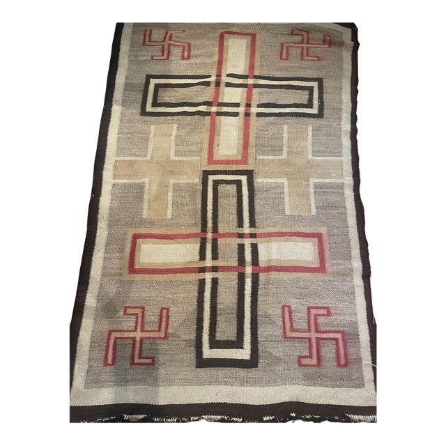 1900s, Handmade Antique Native-American Navajo Rug 3.8' X 6.1' For Sale