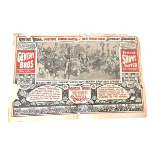 Very Rare Antique 1800's Century Bros Circus Parade Illustrated Pamphlet Flyer For Sale