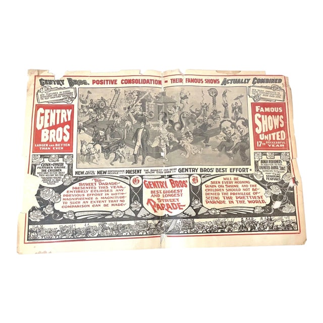 Very Rare Antique 1800's Century Bros Circus Parade Illustrated Pamphlet Flyer For Sale