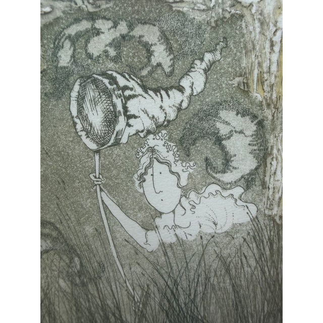 1977 Vintage Limited Ed. Carol Travers Lummus Etching Entitled Catcher in the Rye Two, No. 81 of 250 For Sale - Image 4 of 4