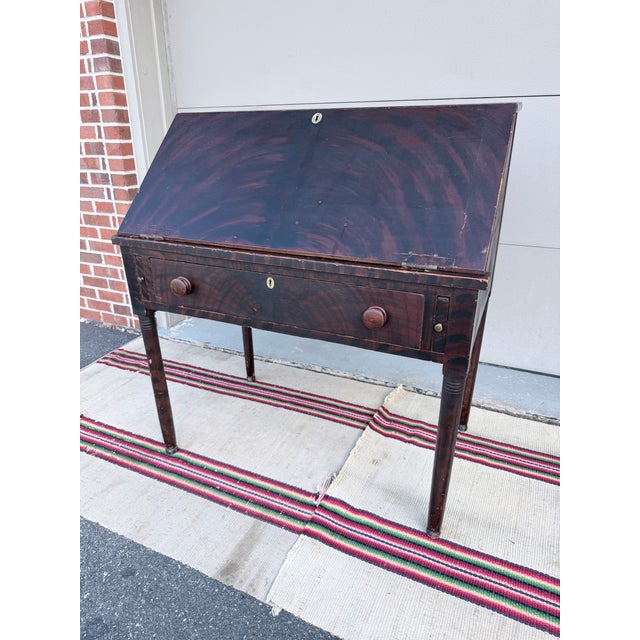 Antique Lancaster County Pennsylvania Sheraton Paint-Decorated Slant-Front Shopkeeper's Desk For Sale - Image 15 of 15
