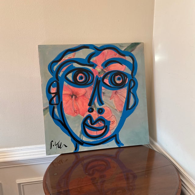 Textile 1970s Vintage Abstract Portraiture, Painting by Peter Robert Keil, For Sale - Image 7 of 8