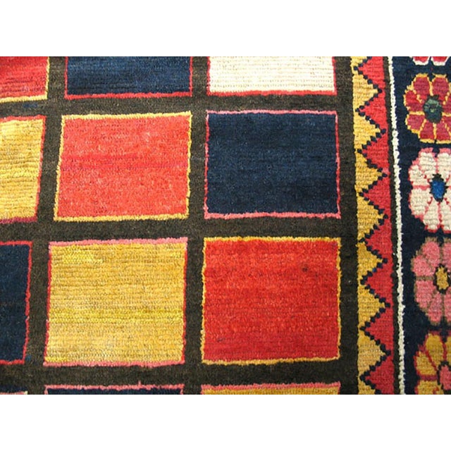 1930s Colorful Checks Tribal Antique S. Persian Gabbeh Rug 5'10" X 9'4" Handknotted Wool Carpet For Sale - Image 4 of 6