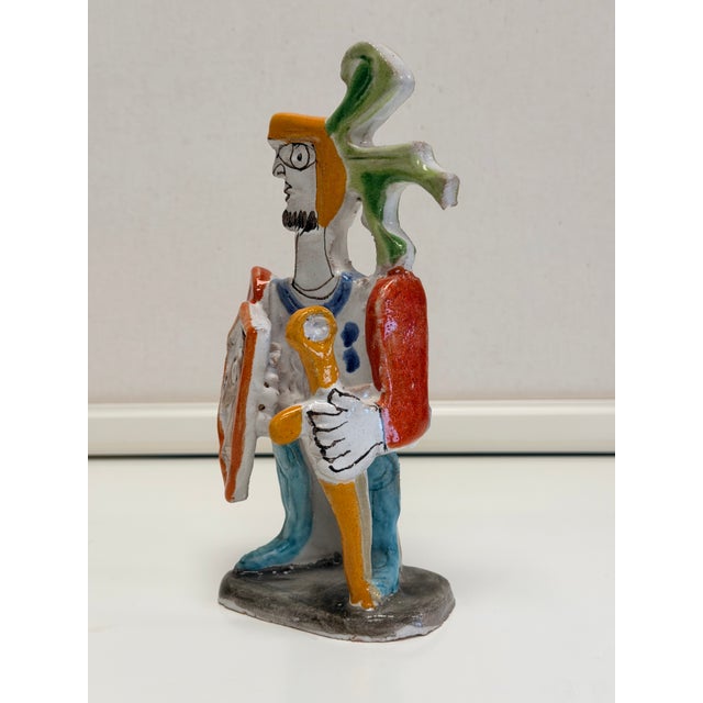 Giovanni de Simone Vintage De Simone Pottery 'Picasso-Inspired' Knight Pottery Piece For Sale - Image 4 of 8