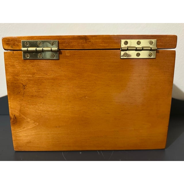 Mid 20th Century Vintage Mid 20th Century Handcrafted Pine Wood Storage Box With Velvet Lining For Sale - Image 5 of 9