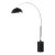 1980s Nova of California Mid Century Floor Lamp - Luna Bella Modern Arc Lamp, Satin Nickel, Black Oak Base, Matte Black/Silver Shade For Sale