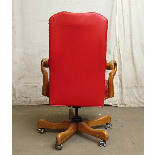 Mid 20th Century Fairfield Red Rolling Chair For Sale - Image 9 of 11