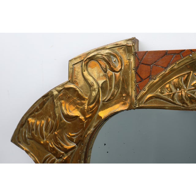 Art Nouveau Mirror in Brass and Glass from A.H. Villaket, France, 1910s For Sale - Image 3 of 14
