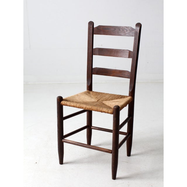 Wood Antique Rush Seat Chair For Sale - Image 7 of 10