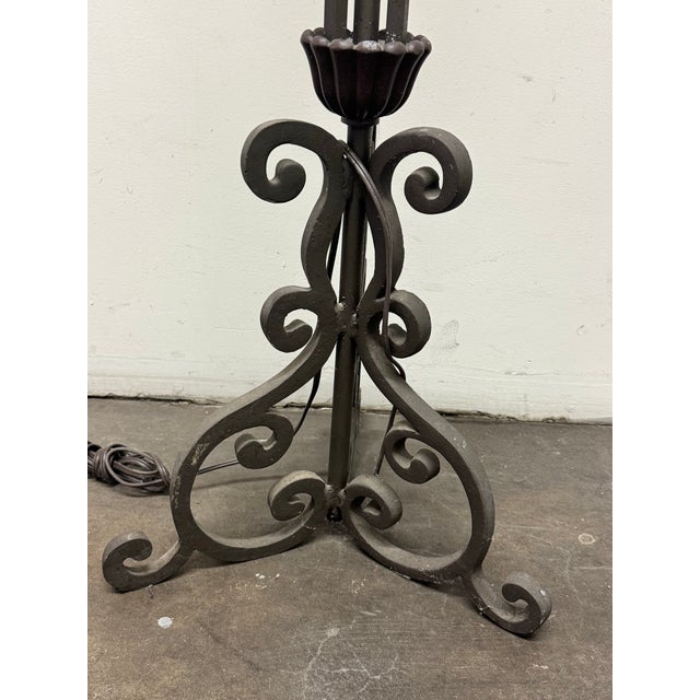 Vintage Art and Craft/Spanish Style Iron Work Floor Lamp For Sale - Image 4 of 12