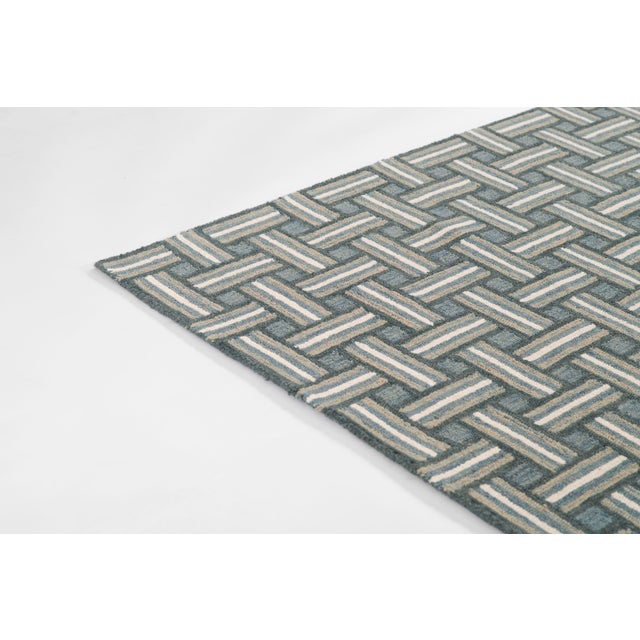 Blue Erin Gates by Momeni Abbot Blue Basket Pattern Wool Rug 9' X 12' For Sale - Image 8 of 10