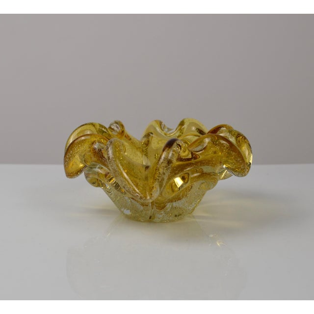 Amber Murano Glass Ashtray with Controlled Bubbles, Italy, 1960s For Sale - Image 8 of 16