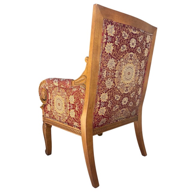 Sherrill Furniture Vintage Sherrill Carved Wood Bergère-Style Accent Armchair – French / Hollywood Regency For Sale - Image 4 of 12