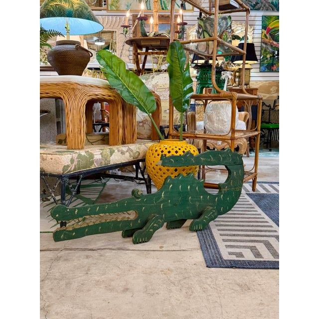 Monumental Vintage Folk Art Florida Alligator Wood Sculpture For Sale - Image 11 of 12