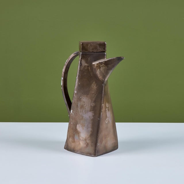 Copper Ceramic Lidded Pitcher For Sale - Image 8 of 12