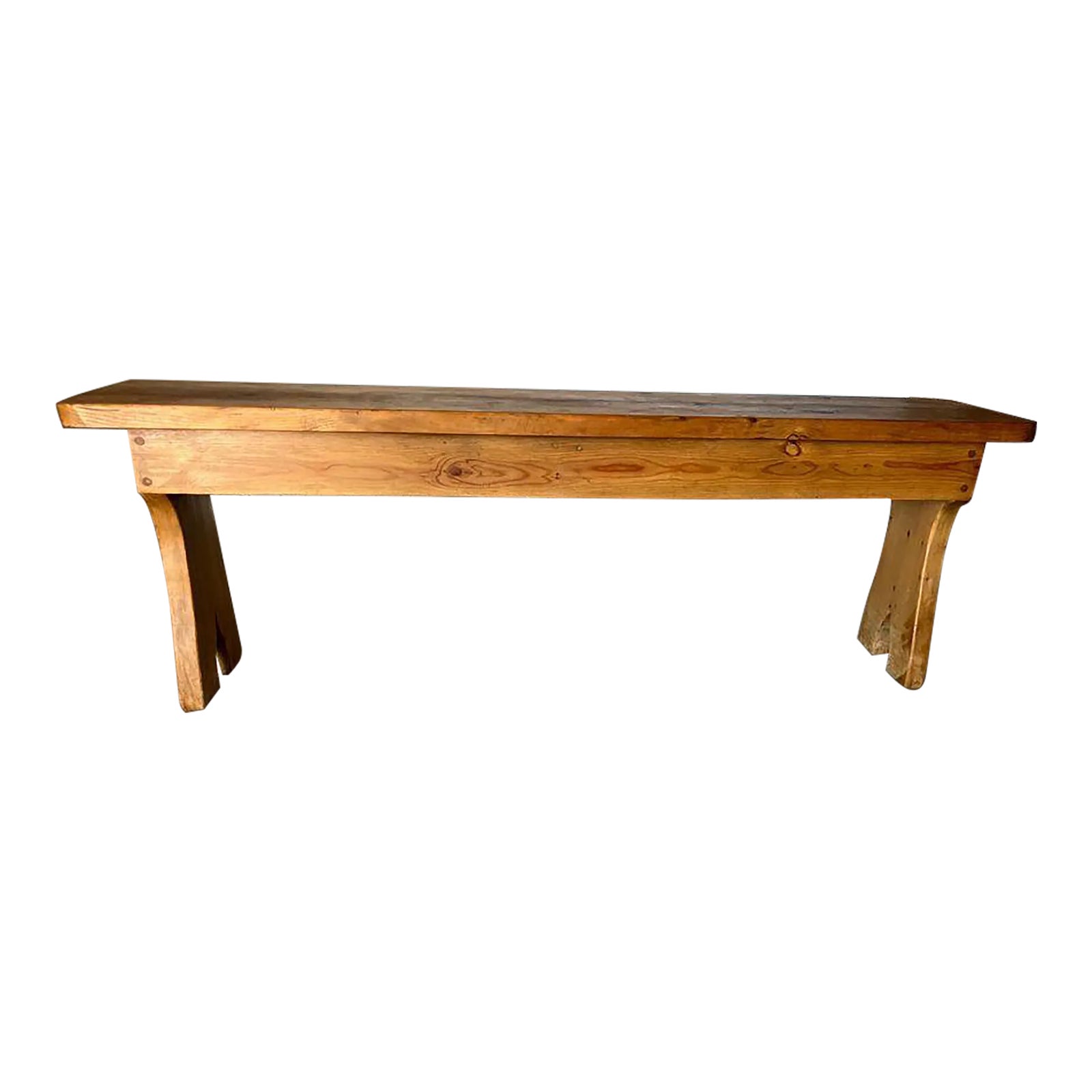 Early 20th Century Antique Primitive Style Yellow Pine Bench | Chairish