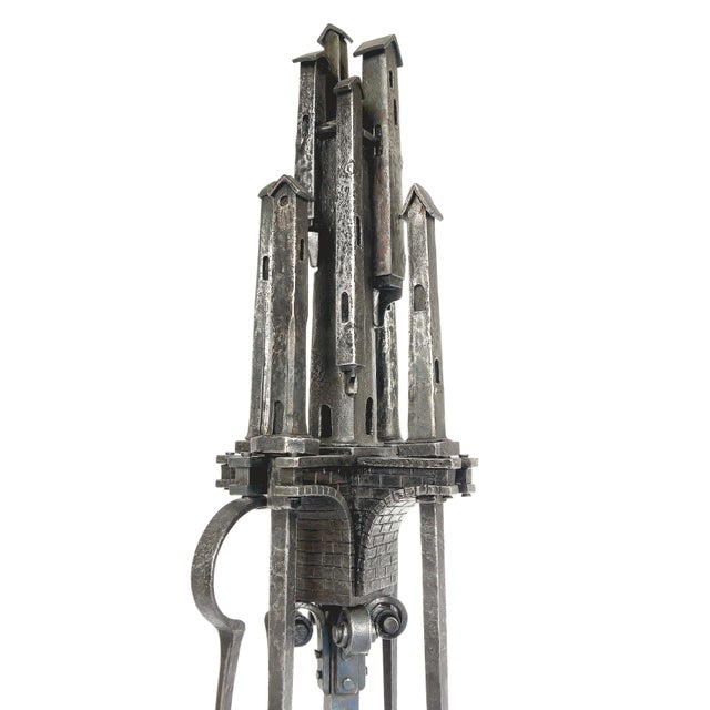 2020s 2020s "San Gimignano" Forged Shovel, Poker, Fire Tongs, Broom Fireplace Tools Set - 5 Pieces For Sale - Image 5 of 13