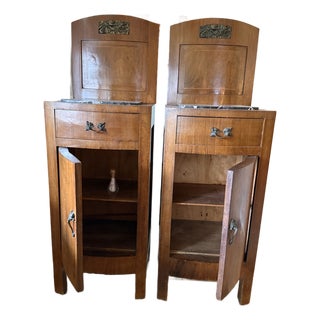 1900-1909 Pair Art Nouveau Nighstands/Cabinets For Sale