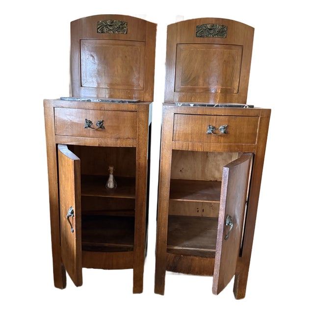 1900-1909 Pair Art Nouveau Nighstands/Cabinets For Sale