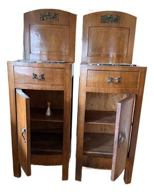 1900-1909 Pair Art Nouveau Nighstands/Cabinets