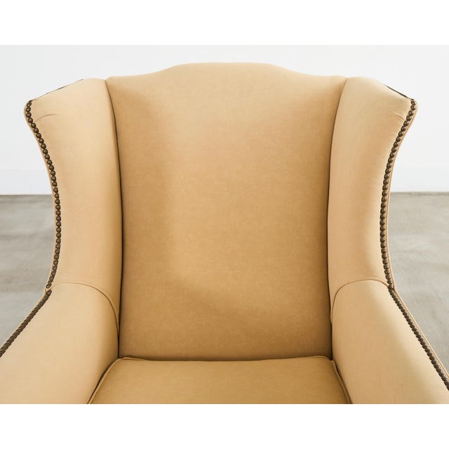 Pair of Henredon Butter Upholstered Wingback Club Chairs For Sale - Image 9 of 18