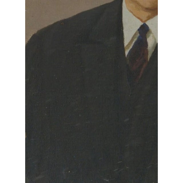 1960s Portrait Politician Large Male Portrait Antique Oil Painting Original Socialist Realism Soviet Art Ukrainian Artist Unknown 80-59 For Sale - Image 5 of 6