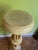 Italian handmade solid yellow alabaster column. 1950s. Continuous threaded rod in the center. The original top plate is...