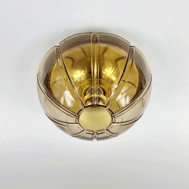 Stunning mid-century modern glass flush mount/ceiling light from Limburg, Germany's leading glasswork, renowned for its...